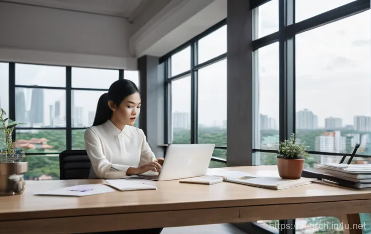 건축분야 연봉 협상에서의 팁 - **Prompt:** A young Vietnamese architect, female, in her early twenties, seated at a sleek, minimali...